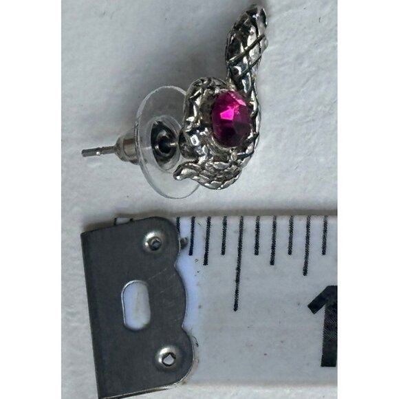 Silver Earring & Necklace Set w/Pink Stones Snake Theme (NWOT) - Picture 8 of 9